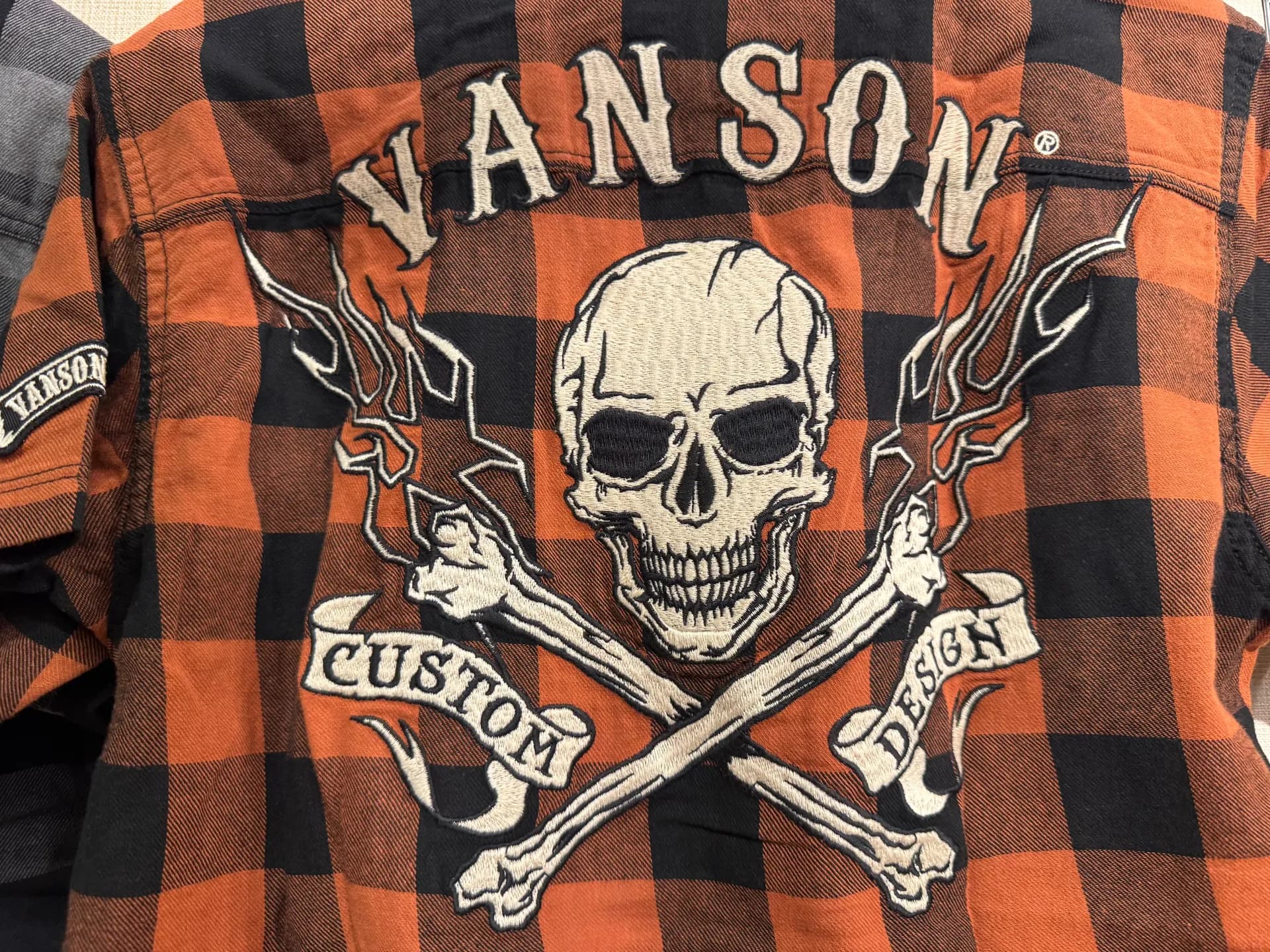 VANSON スカルチェックシャツ