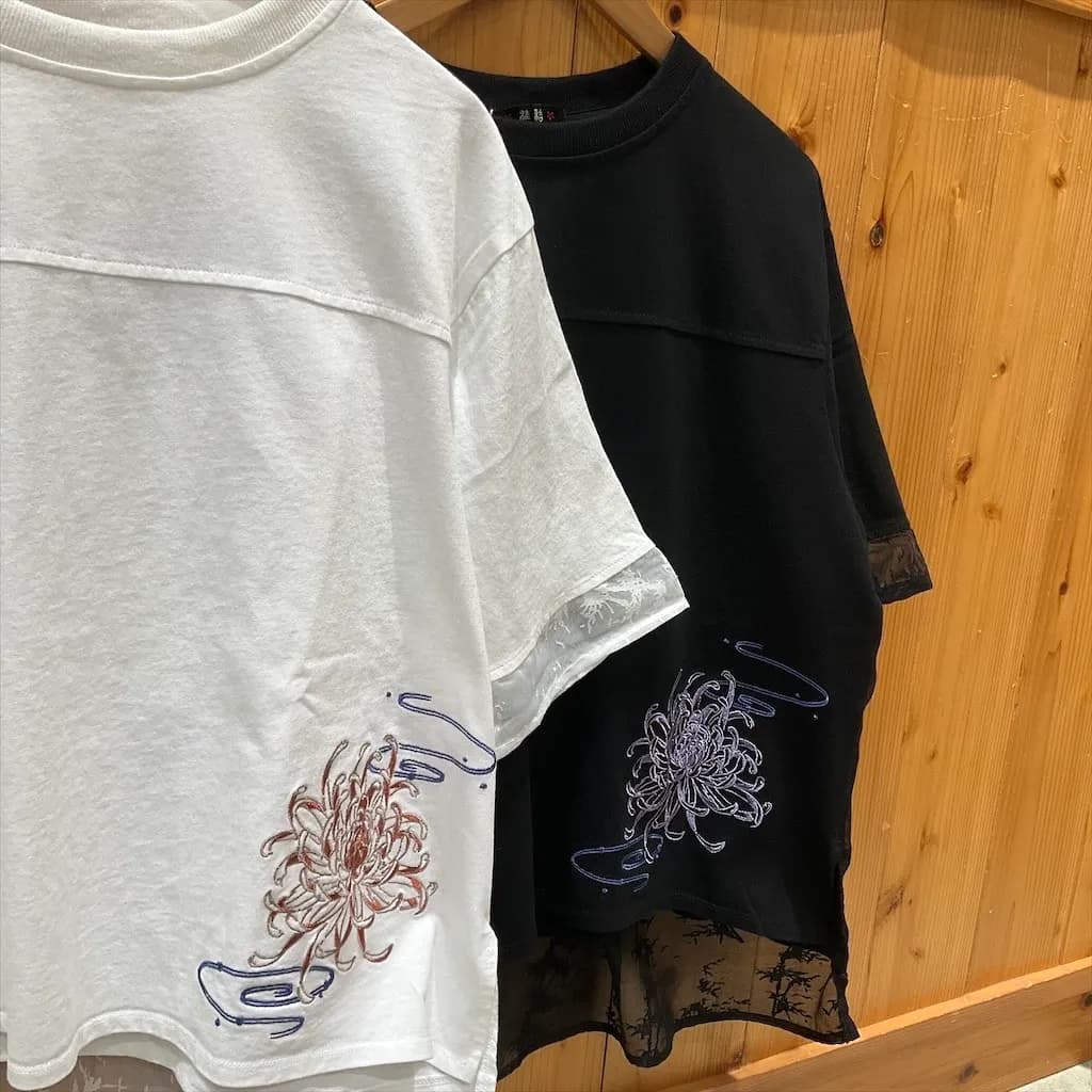 【雅結】“菊流水“レース切替Tシャツ