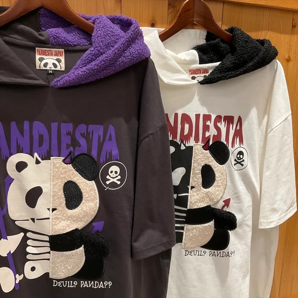 【PANDIESTA JAPAN】"デビルパンダハーフ BONE"切替半袖パーカ