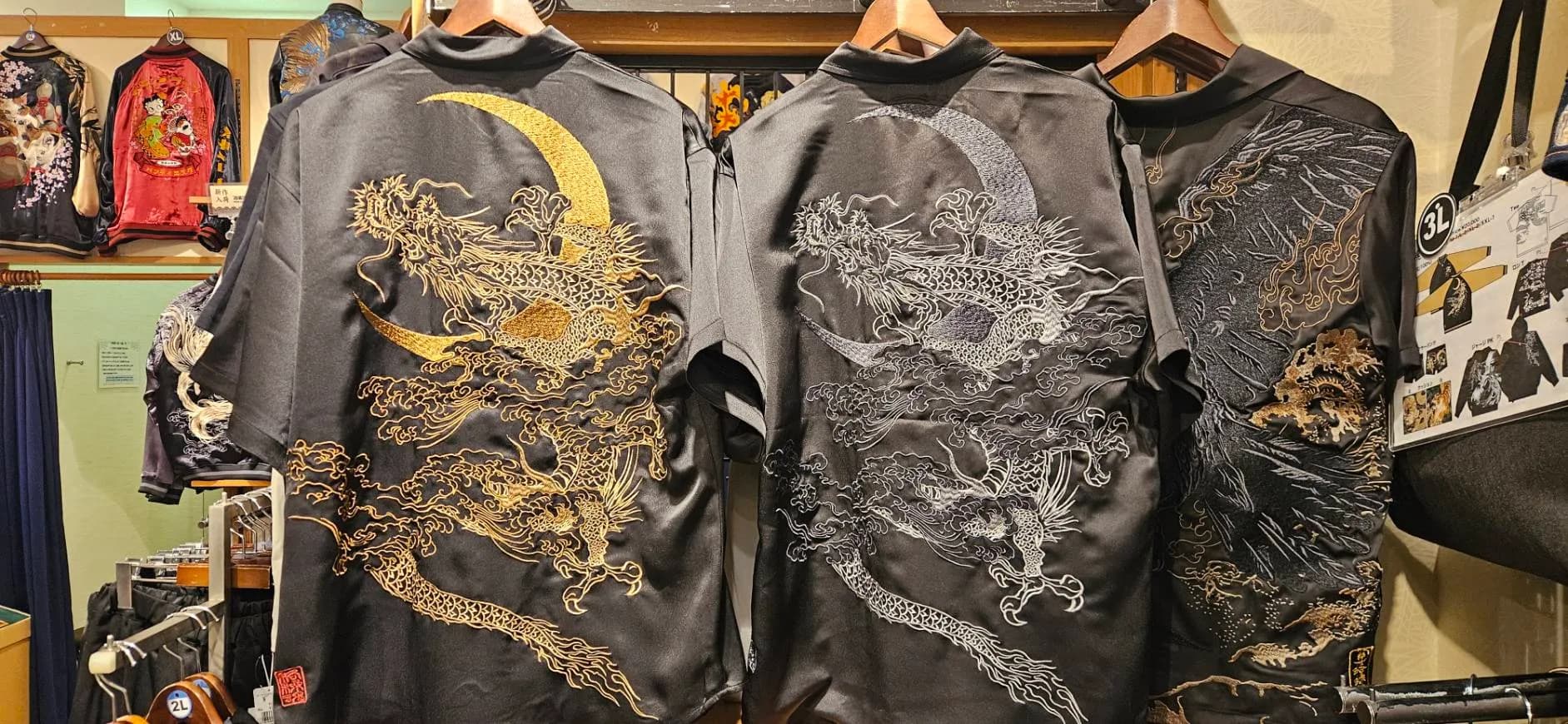 【絡繰魂】揺蕩う龍刺繍シャツ